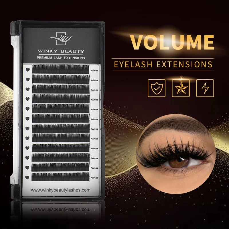 

Winky Beauty All Size 12Rows/Tray 8-15mm Mix Individual Mink Eyelashes Extension Russian Volume Eyelashes Extension Supplies