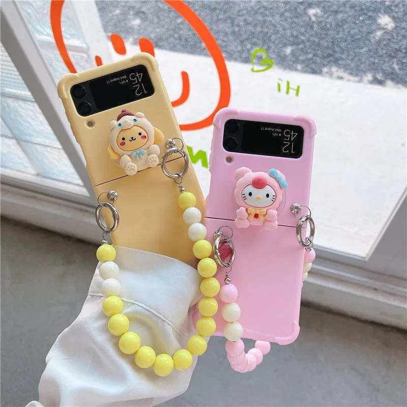 Sanrio Hello Kitty kuromi My Melody Bracelet Phone Case For Samsung Galaxy Z Flip 3 Hard PC Cover ZFlip3 Flip3 Protective Shell