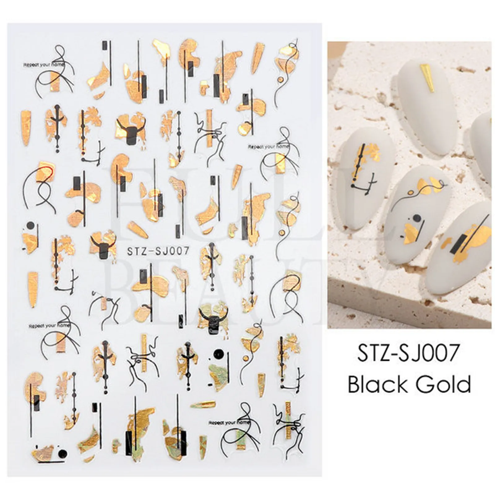 

New Graffiti Strips Nail Sticker Rose Gold Abstract Line Spring 3d Slider For Manicure Polish Tattoo Nail Art Decorations