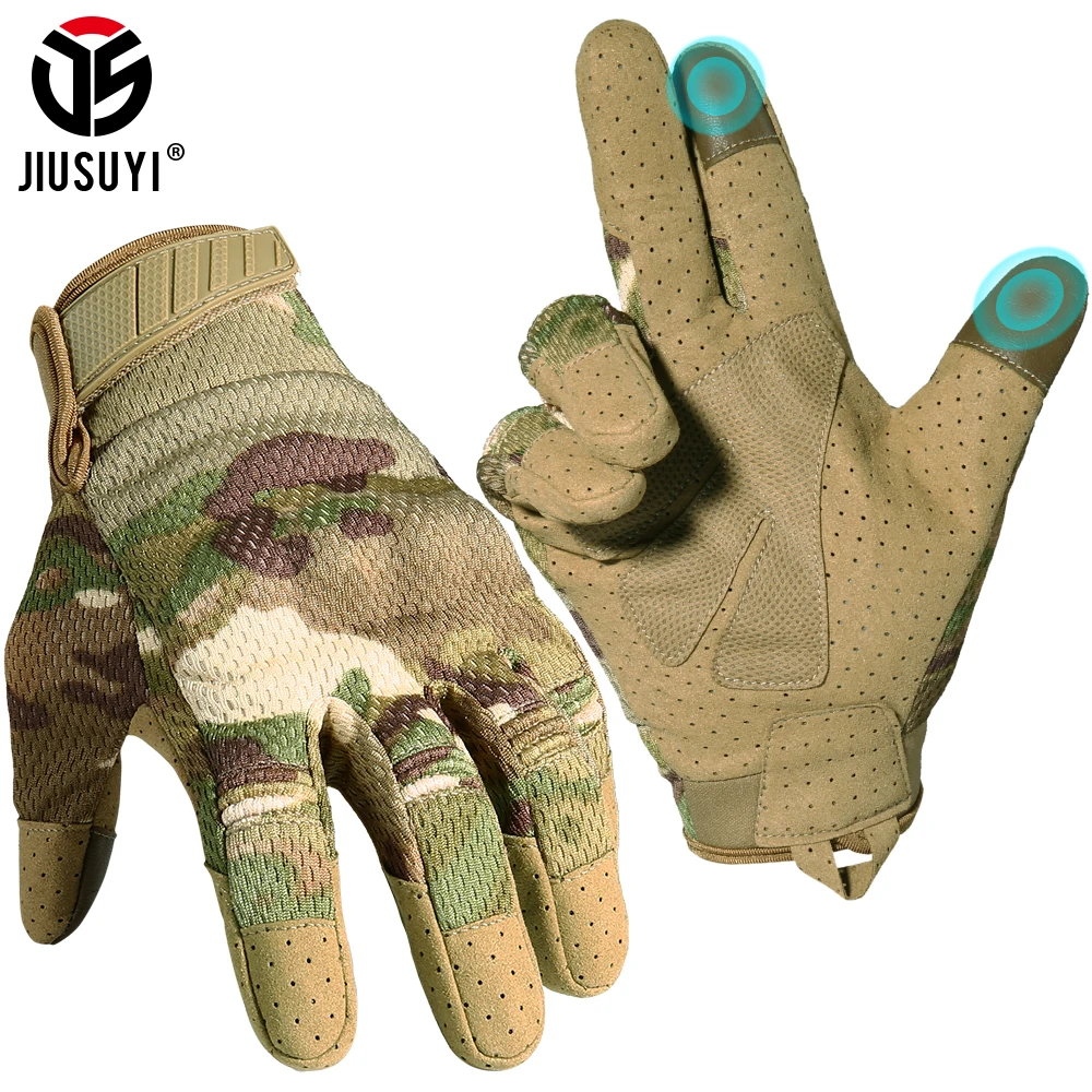 Guantes tácticos Multicam de camuflaje para pantalla táctil, manoplas de dedo completo, militares, Airsoft, Paintabll, para tiro, conducción, trabajo, protección