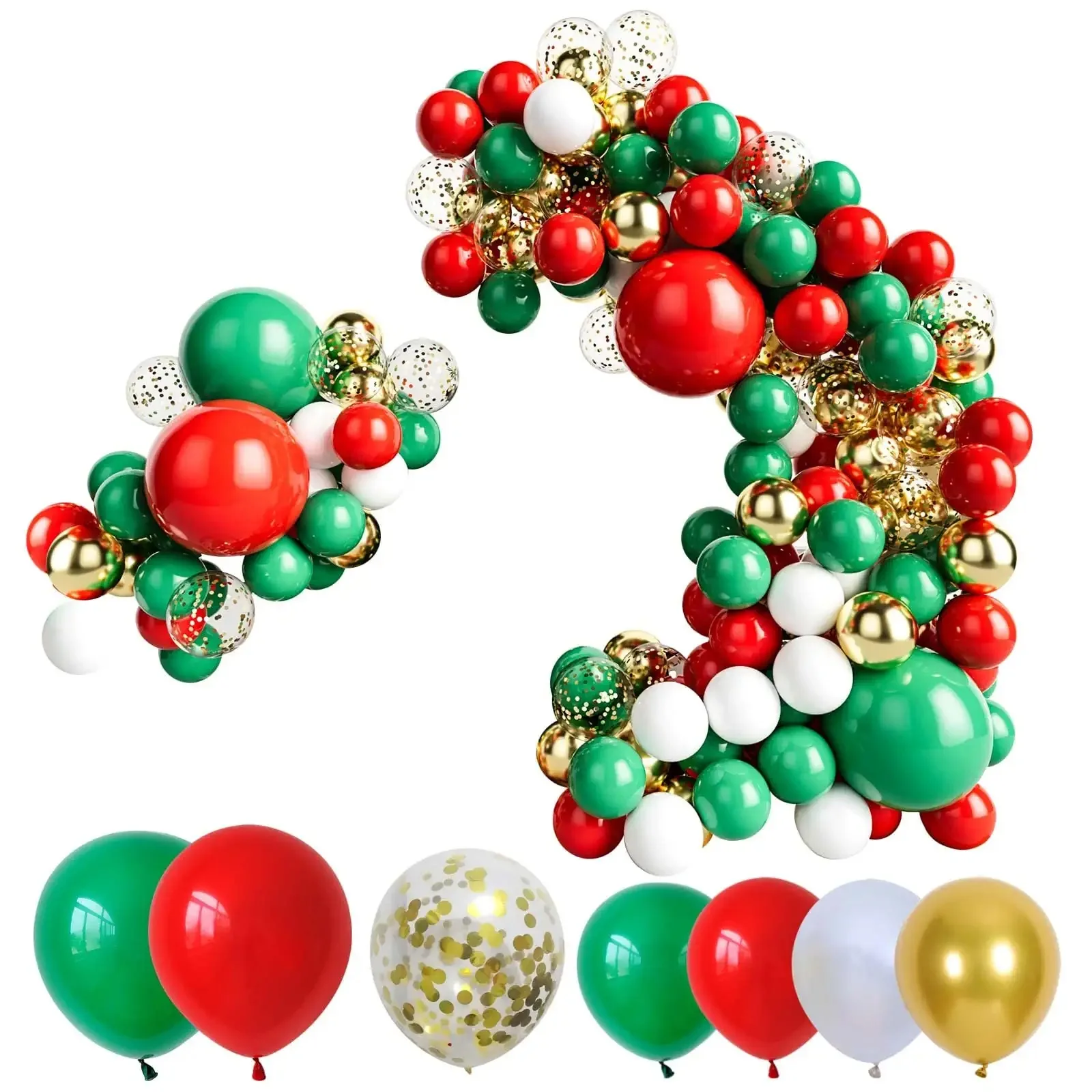 

127pcs Red Green White Gold Confetti Latex Balloon Garland Kit for Birthday Baby Shower Wedding Christmas Party Decoration