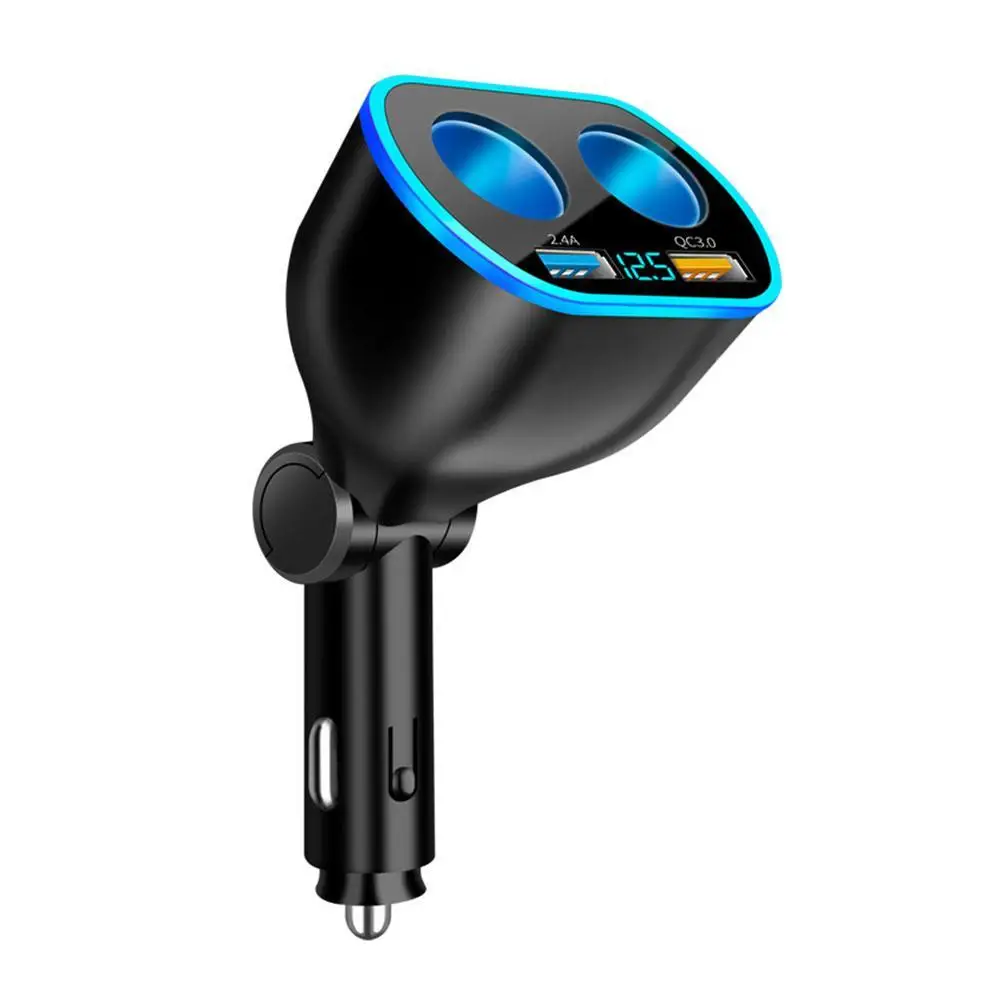 

Car Charger 360 Rotation 2 Lighter -compatible Dual USB Port LED Display Stereo Music Player Fast Adapter