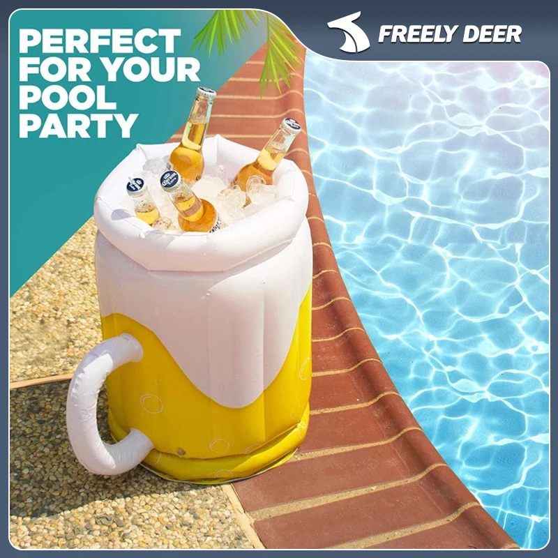 

Summer Pool Inflatable Ice Bucket PVC Large Beer Mugs Beach Pool Party Bar Coolers Capacity Ice Bucket Cup Adult Party Supplies