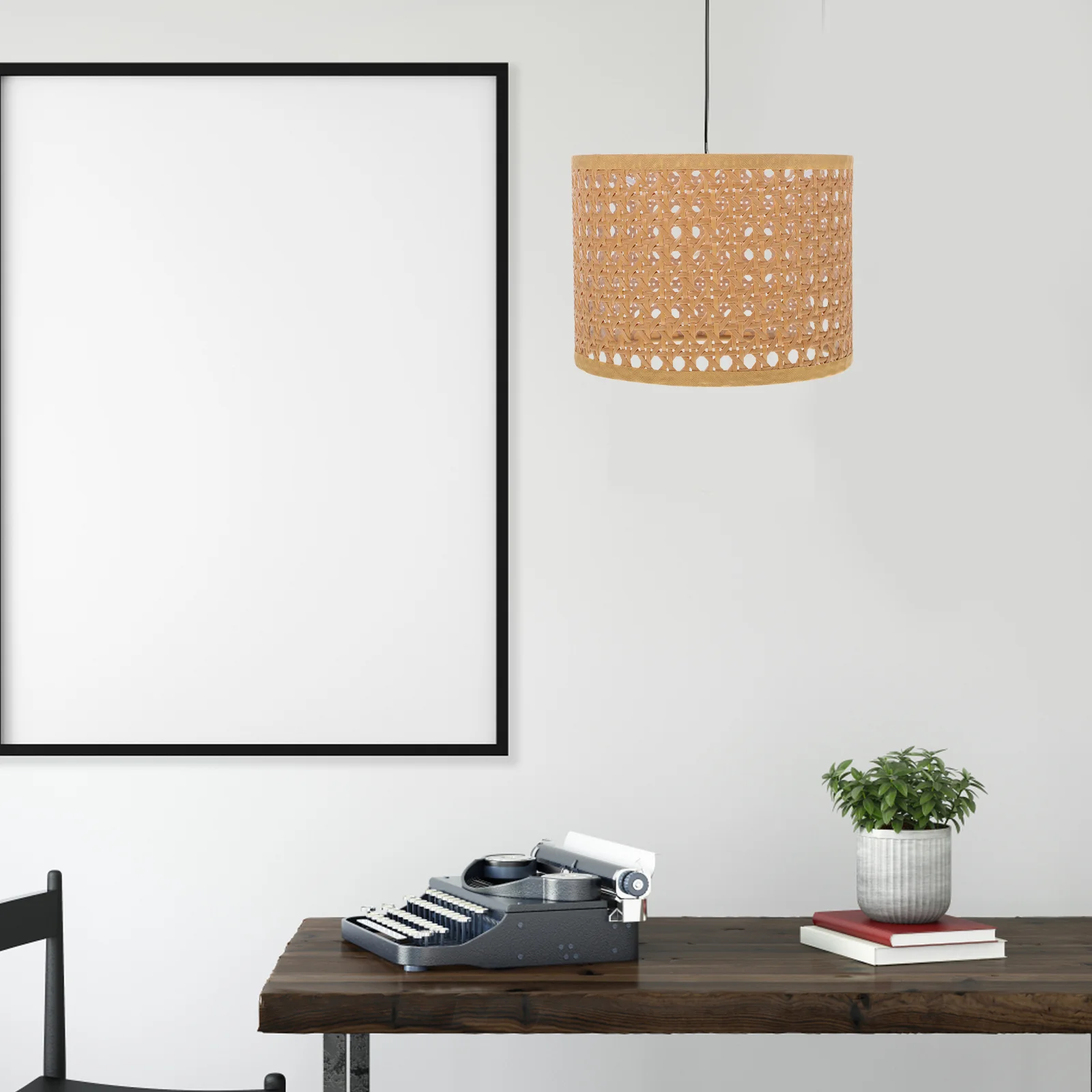 

Woven Chandelier Shades Macrame Decor Rattan Lamp Cover Lantern Decorative Indoor Rattan Lampshade Decorate Celling Light Shade