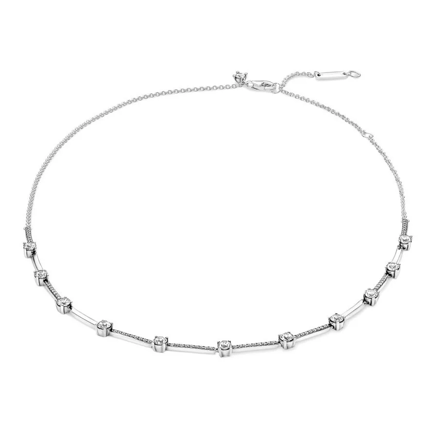 

Original Pave Collier Bar With Crystal Choker Necklace For Women 925 Sterling Silver Bead Charm Necklace Fashion Jewelry