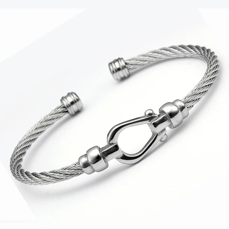 

New Brand Chain Link Open Cuff Bracelets Unique Forging Stainless Steel Sporty Men Women Fashion Bracelets Jewelry Gift