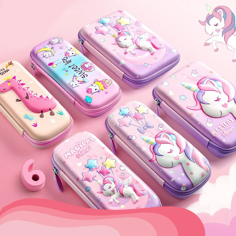 

3D EVA Unicorn Cute Pencil Case Cartoon Stationery Box Pen Storage Bags Large Capacity Student Pen Case School Supplies Gifts