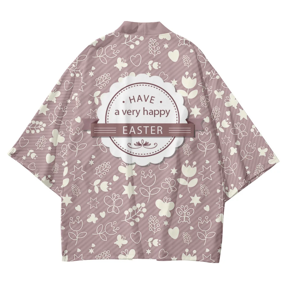 

Kimono Men's and Women's 2021 Japanese Traditional Kimono Cardigan Cosplay Easter Pattern Shirt Japanese Summer Kimono 2