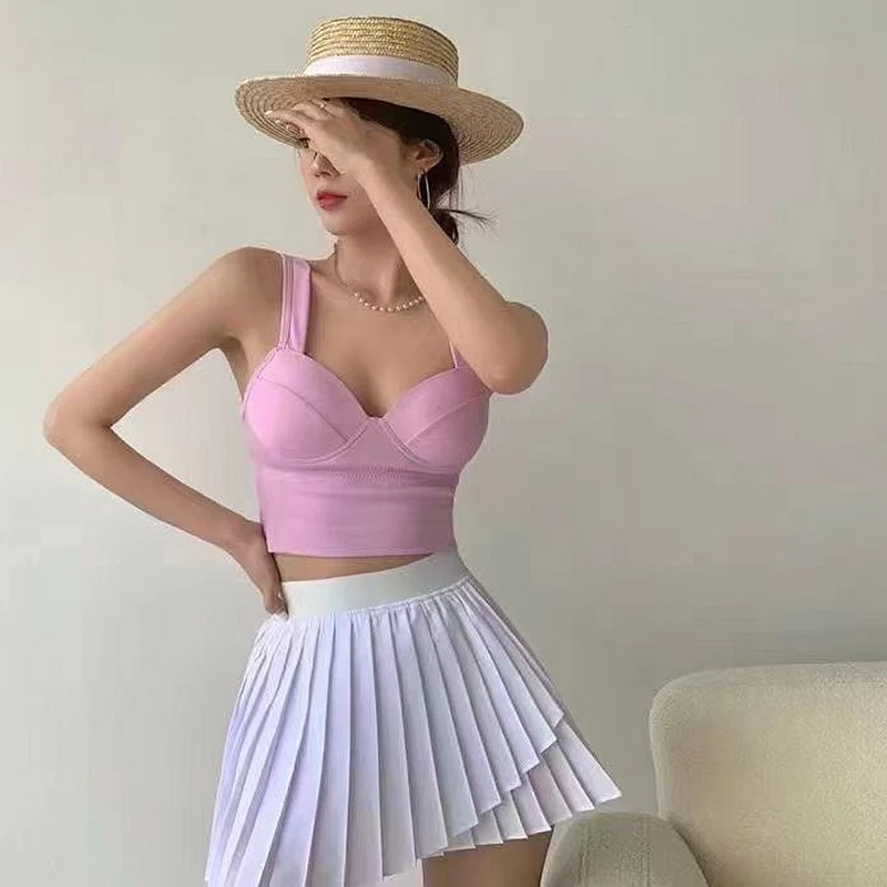 

Sexy Corset Tops for Women Beach Tank Top Seamless Bras Push Up Lingerie Underwear Streetwear Y2k Club Pink