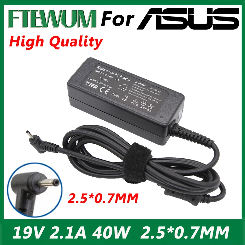 

Laptop Charger Adapter 19V 2.1A 40W 2.5*0.7mm For ASUS Eee PC X101CH/1025C/1015/ADP-40PH/1001/1005/EXA1004EH/ADP-40PH AB/1215