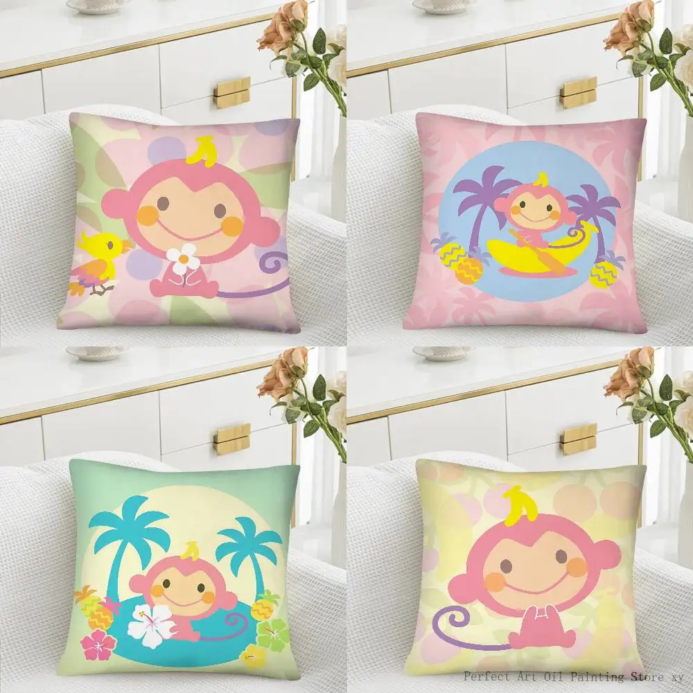Фото Kawaii мультфильм Чи Чай Мончан милая обезьяна наволочка модная квадратная наволочка спальня диван комната Ins украшение досуг №1