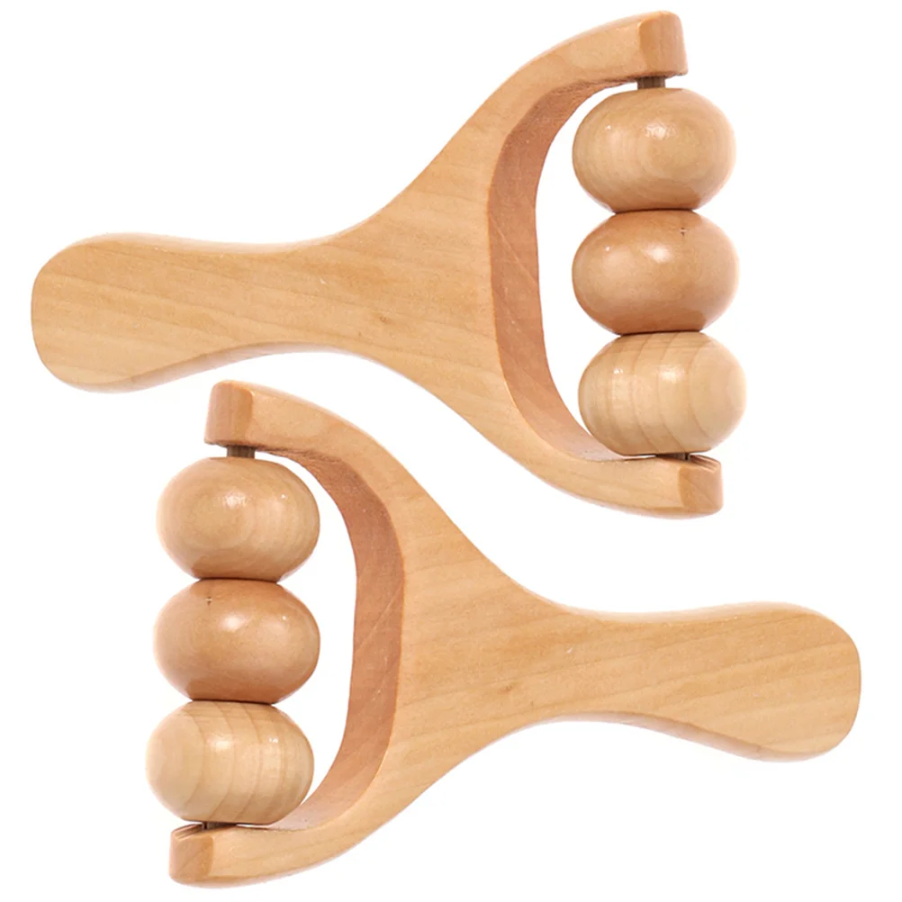 

2 Pcs Leg Roller Shoulder Massagers Manual Back Massagers Hand Tools Wooden Sole Foot Back Roller