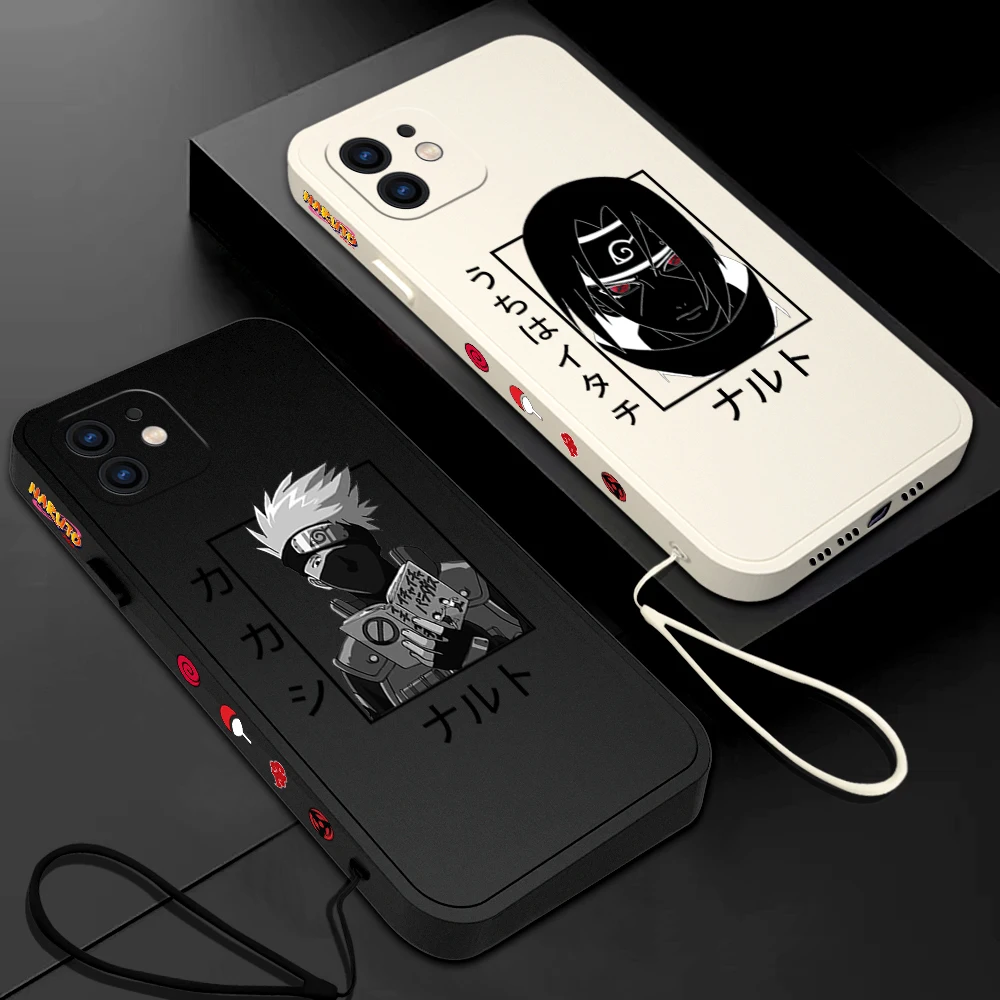 

Naruto Itachi Sasuke Kakashi Cloud Silicone Soft Phone Case For iPhone 14 13 12 11 Mini Pro Plus X Xr XS Max Straight Edge Cover