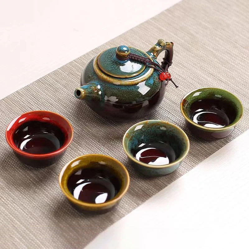 Ceramic Kiln Glaze Travel Tea Set Express Cup Kettles Cups Samovar Mugs Coffee Cups Mug for Tea Leaf Infuser Teaware Shu Puer