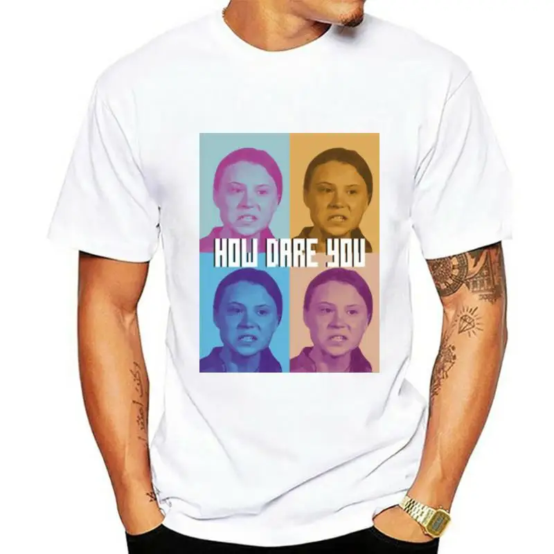 

Pop Greta Thunberg Design How Dare You T-Shirt Black-Navy For Men-Women Vintage Graphic Tee Shirt