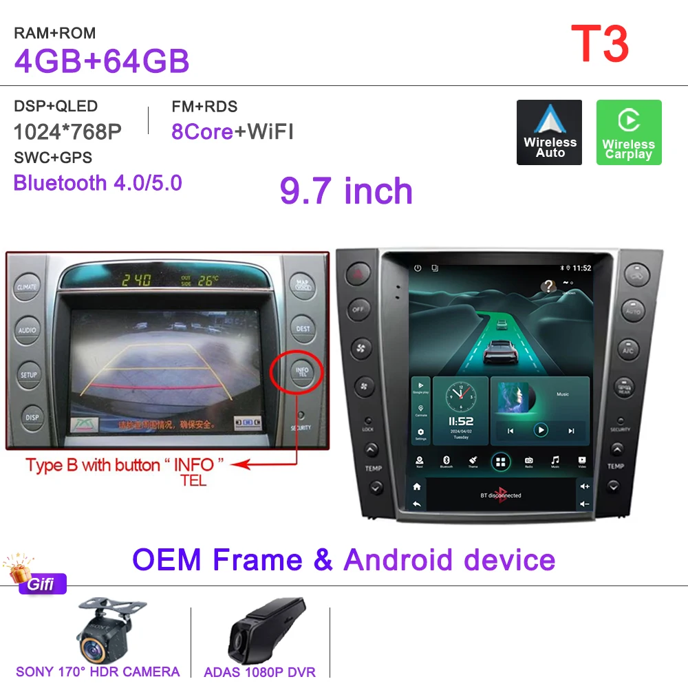

Автомобильный DVD Android 15 для Lexus GS300 S190 GS350 GS400 GS430 GS450h GS460 GS 300 III 3 350 400 430 450h 460 2004-2011 Мультимедиа