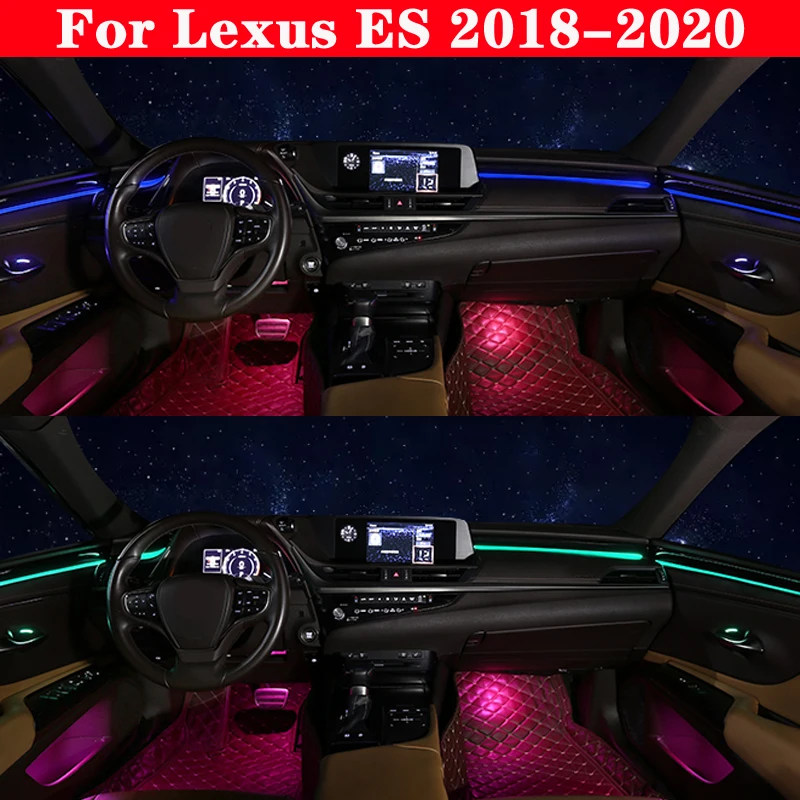 

Для Lexus ES 2018-2021 оригинальная автомобильная декоративная светодиодная атмосферная лампа с кнопкой управления, 64 цвета, полоса