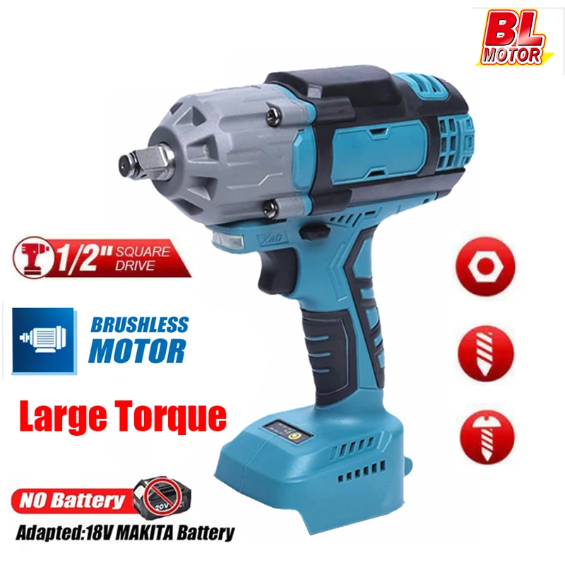 2000N.M Torque Brushless Impact Wrench 1/2 inch Electric Cordless Driver Power Tools For Makita 18V Battery