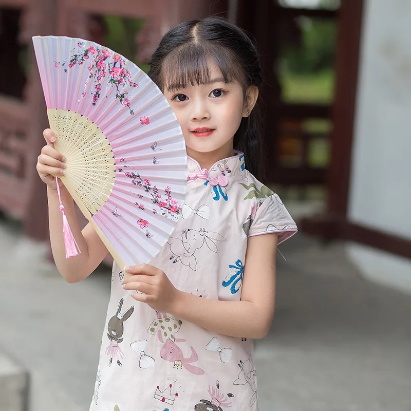 

Hanfu girls middle and young children 2022 new summer printed Tang style improved cheongsam dress