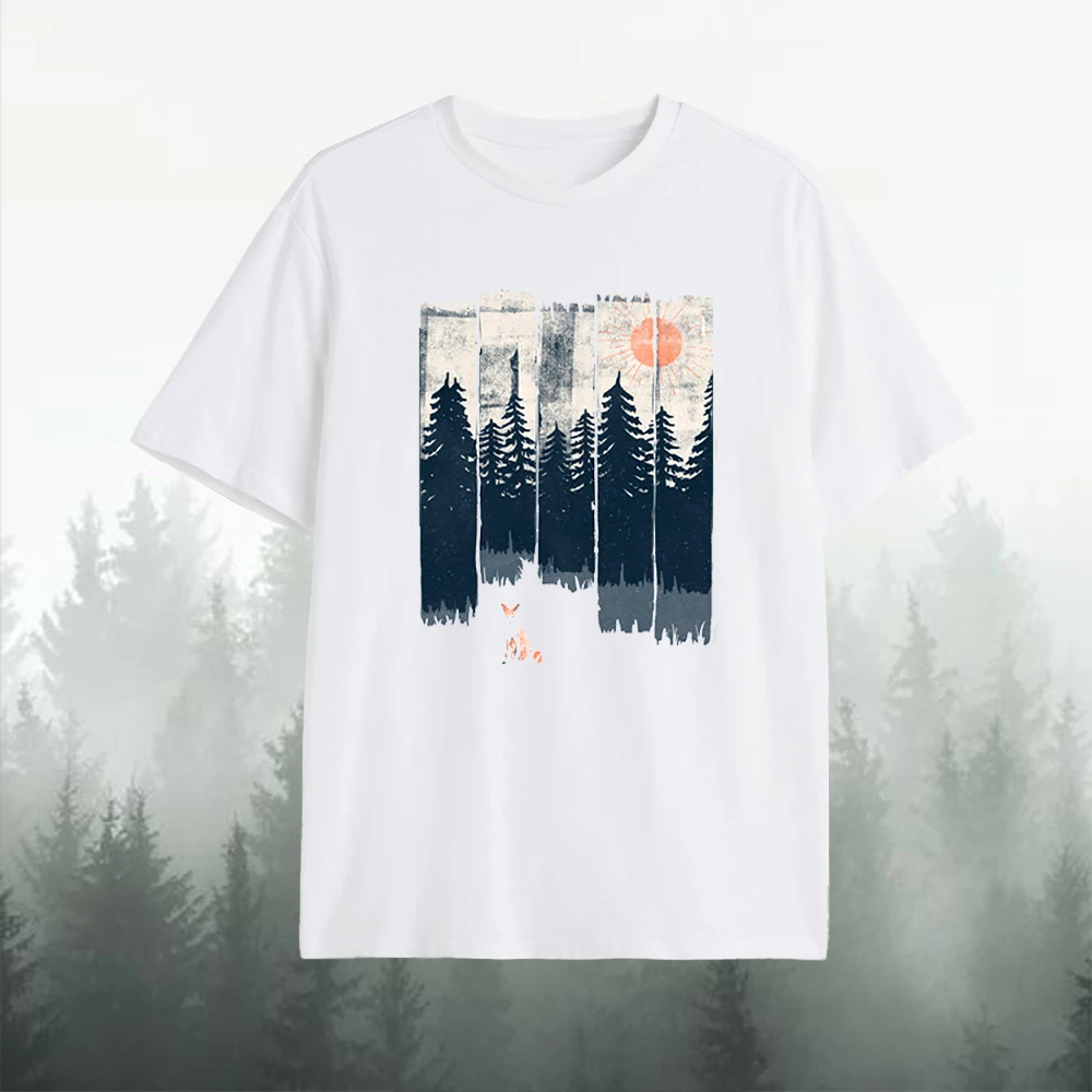 

Men's T-Shirt Sunset Forest Printed Pattern Street Trend Travel Oversized Loose Comfortable High Grade Classic Short Sleeve