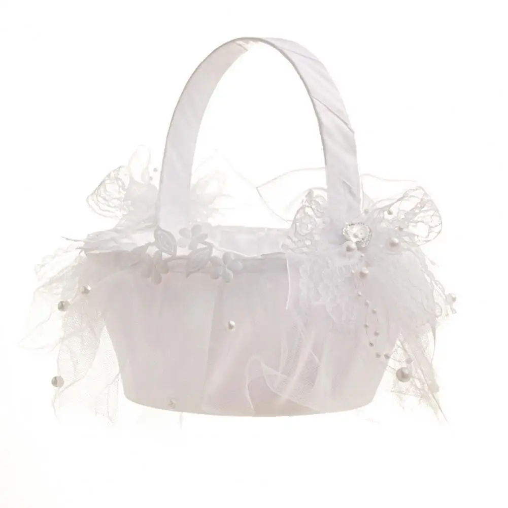 

Excellent Flower Container Attractive White Color Flower Basket Wedding Flower Girl Basket for Banquet Plant Basket