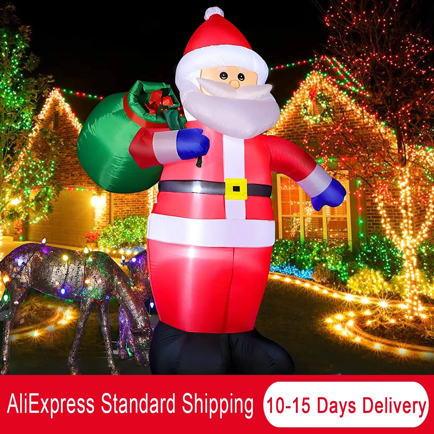 

8FT-4FT Inflatable Santa Claus Glowing Christmas Outdoor Decoration LED Glowing Giant Party New Year 2023 Christmas Decoration