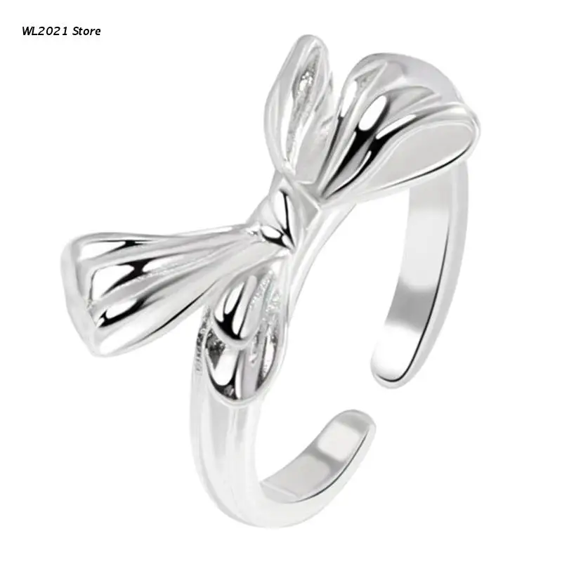 

Fashion Princess Fashion Wedding Bow Tie Finger Ring Silver for Women Lady