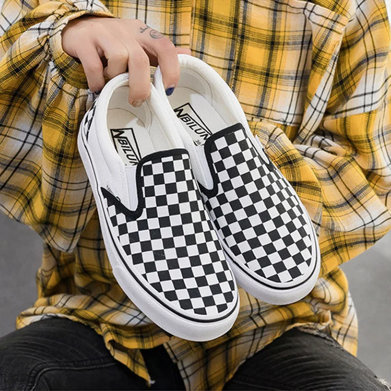 

Women Chessboard Canvas Shoes Casual Ladies Walking Shoes Slip on Loafers Sport Shoes Baskets Femme Compensées