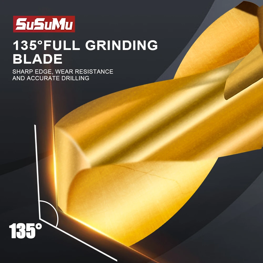 SuSuMu Titanium Coated HSS Twist Drill Bits Set Saw Spiral Tap Kit for Serrated Grooving Side Cutting Metal Wood | Инструменты