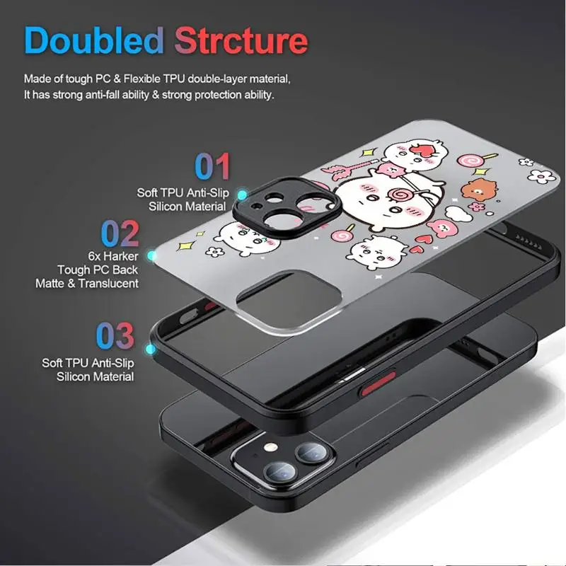 Чехол для телефона с японскими комиксами Chiikawas Матовый Жесткий iPhone 11 12 Mini 13 14 Pro 15