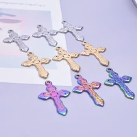 crucifix silvergold color stainless steel charms penants accessories handcraft jewelry making cross necklace for men 5pcslot