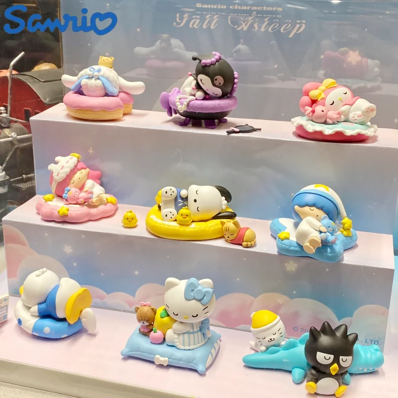 

Kawaii Genuine Sanrio Family Sleeps In Peace Series Blind Box Hello Kitty Kuromi Jade Dog Kawaii Coolmy Handmade Girls Toys