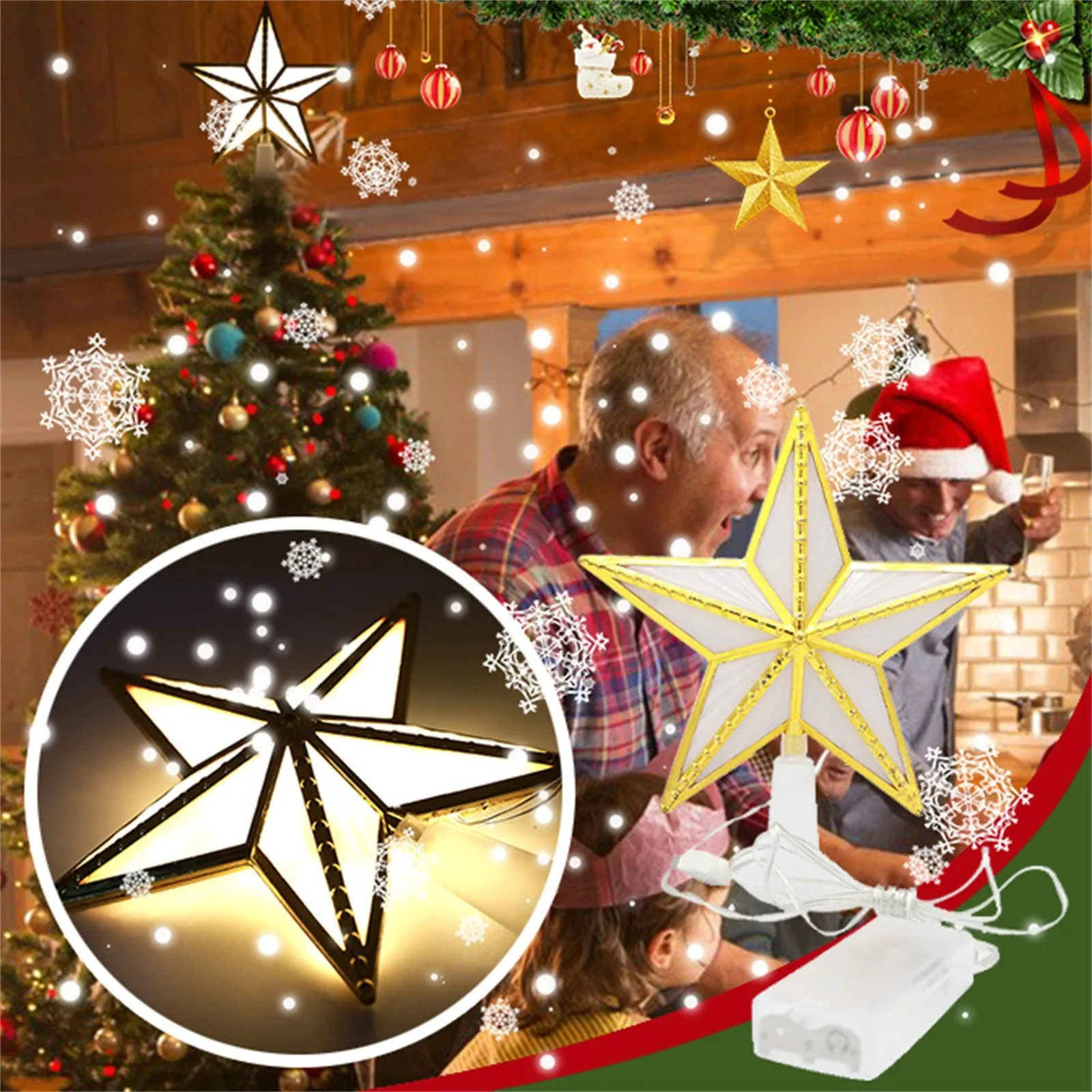

Star Christmas Tree Topper Lighted With Shining Lights Christmas Decorations Treetop Light Crown Cool Decorative Lights