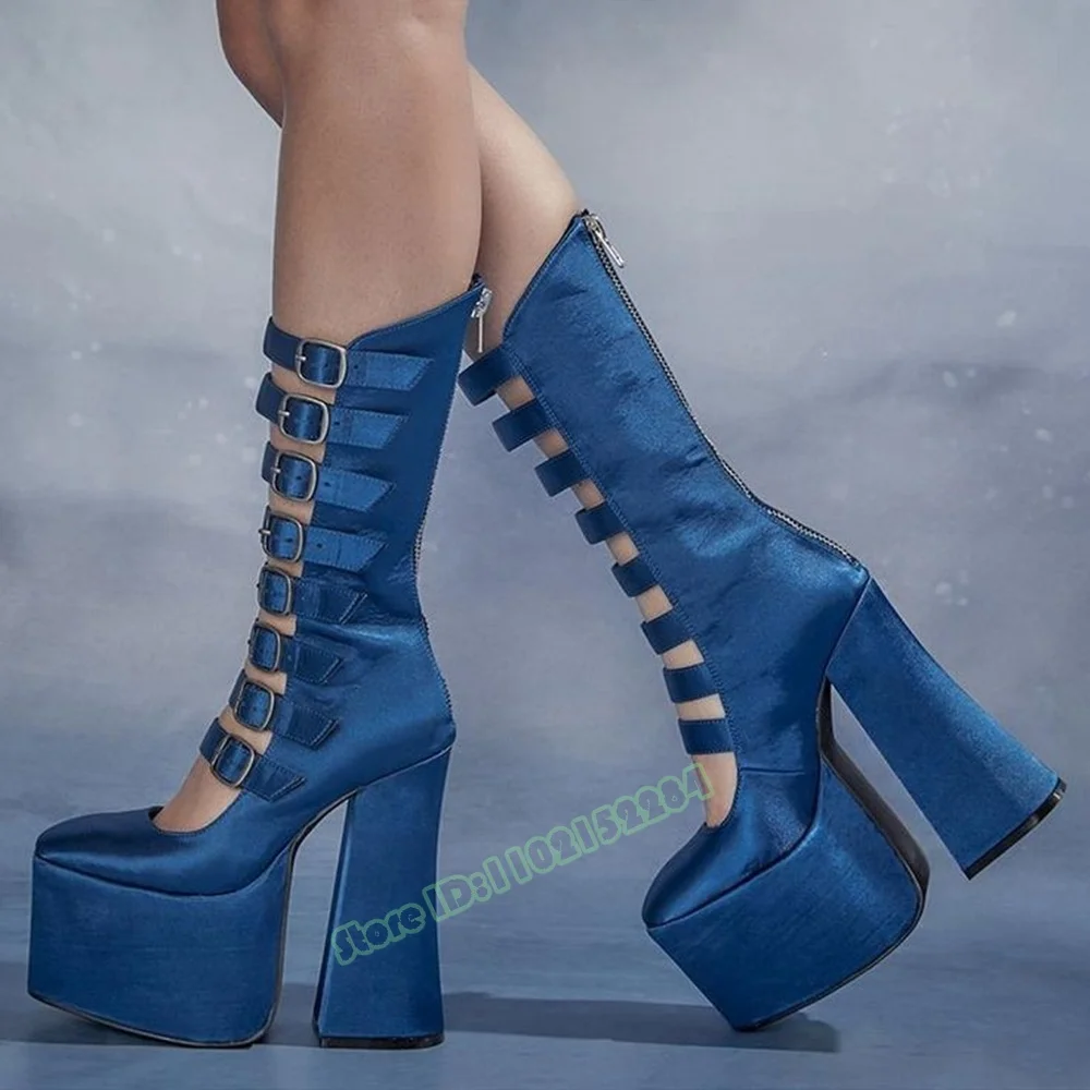 Сандалии с пряжками и ремешками ботинки на толстой подошве платформе однотонная