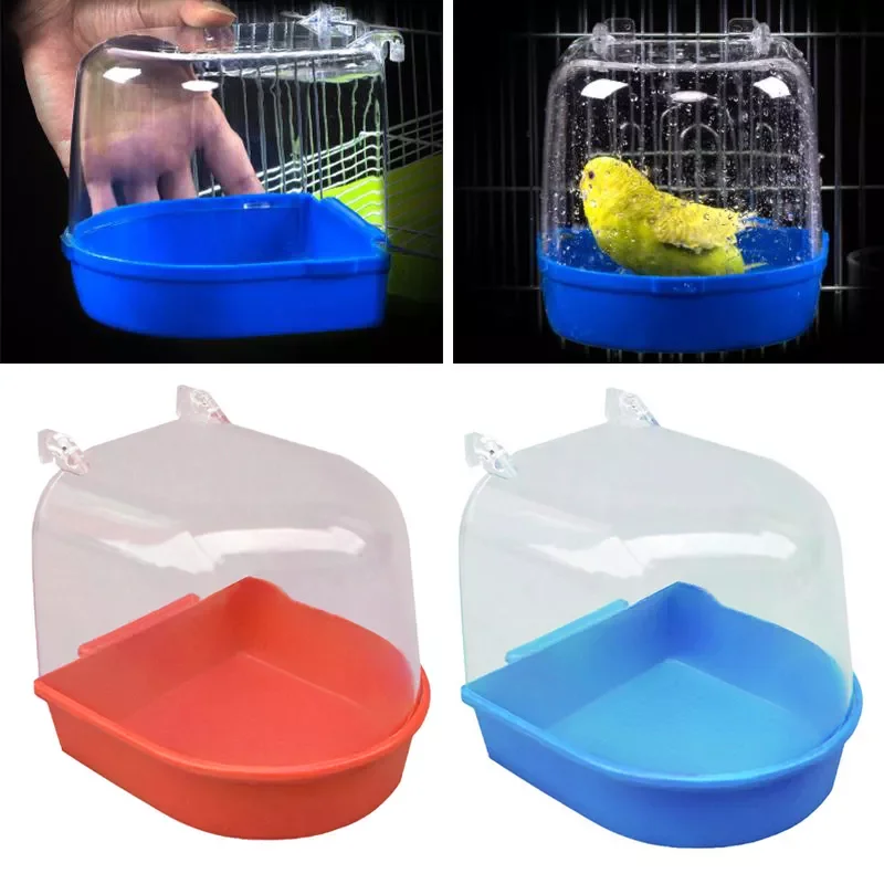 

Bird Shower Pet Bird Bath Basin Parrot Bath Basin Parrot Shower Supplies With Mirror Food Bowl Birds Accessories