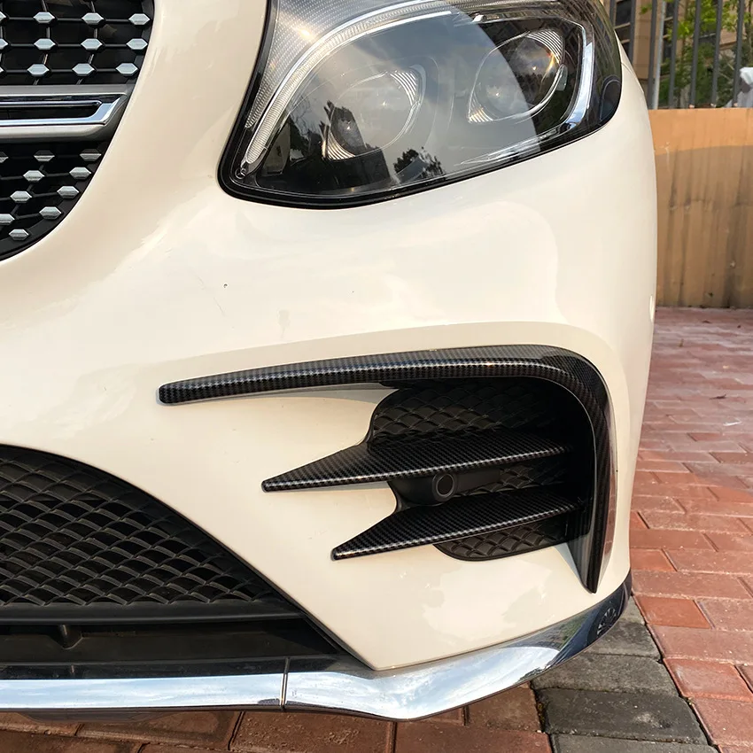 

Gloss Black/Carbon Pattern R+L Air Knife Front Fog Lamp Cover Grille Slats for Mercedes Benz GLC X253 (2016 2017 2018 2019 2020)