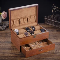 european and american style watch jewelry jewelry glasses collection display box with lock skylight solid wood watch storage box