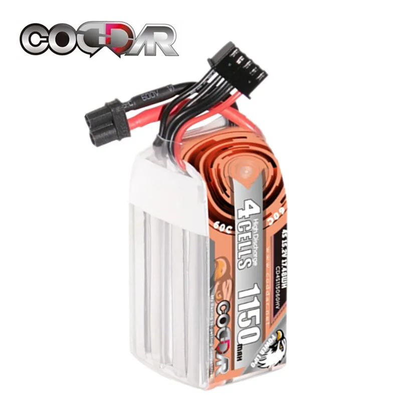 

CODDAR 4S 15.2V HV Lipo Battery 1150mAh 60C With T XT60 EC5 XT30 Plug For RC FPV Car Drone Quadcopter Helicopter Airplane Hobby