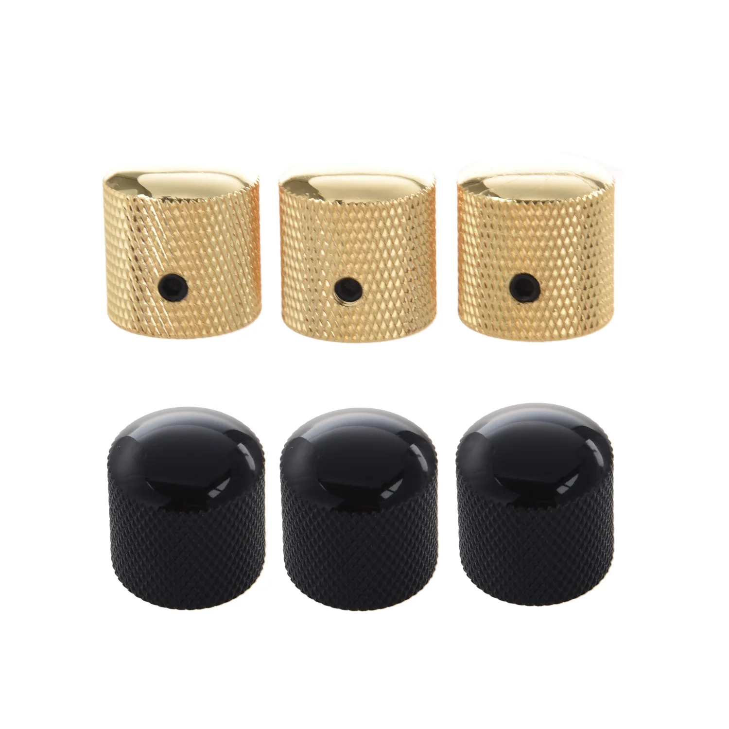 

3PCS Metal Dome Knobs Knurled Barrel for Electric Guitar Parts