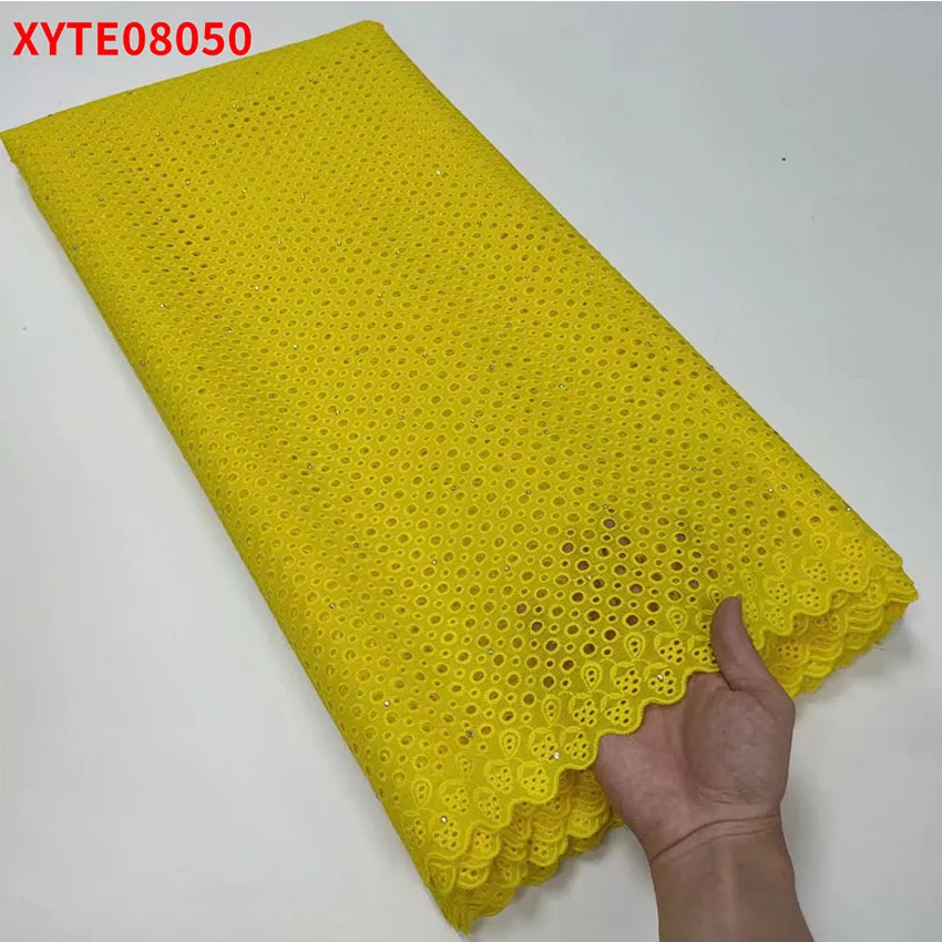 

Africa Nigeria Dragonfly Style Perforated cotton edge printing high quality lace 5 yards Nigeria lace fabric XYTE08050