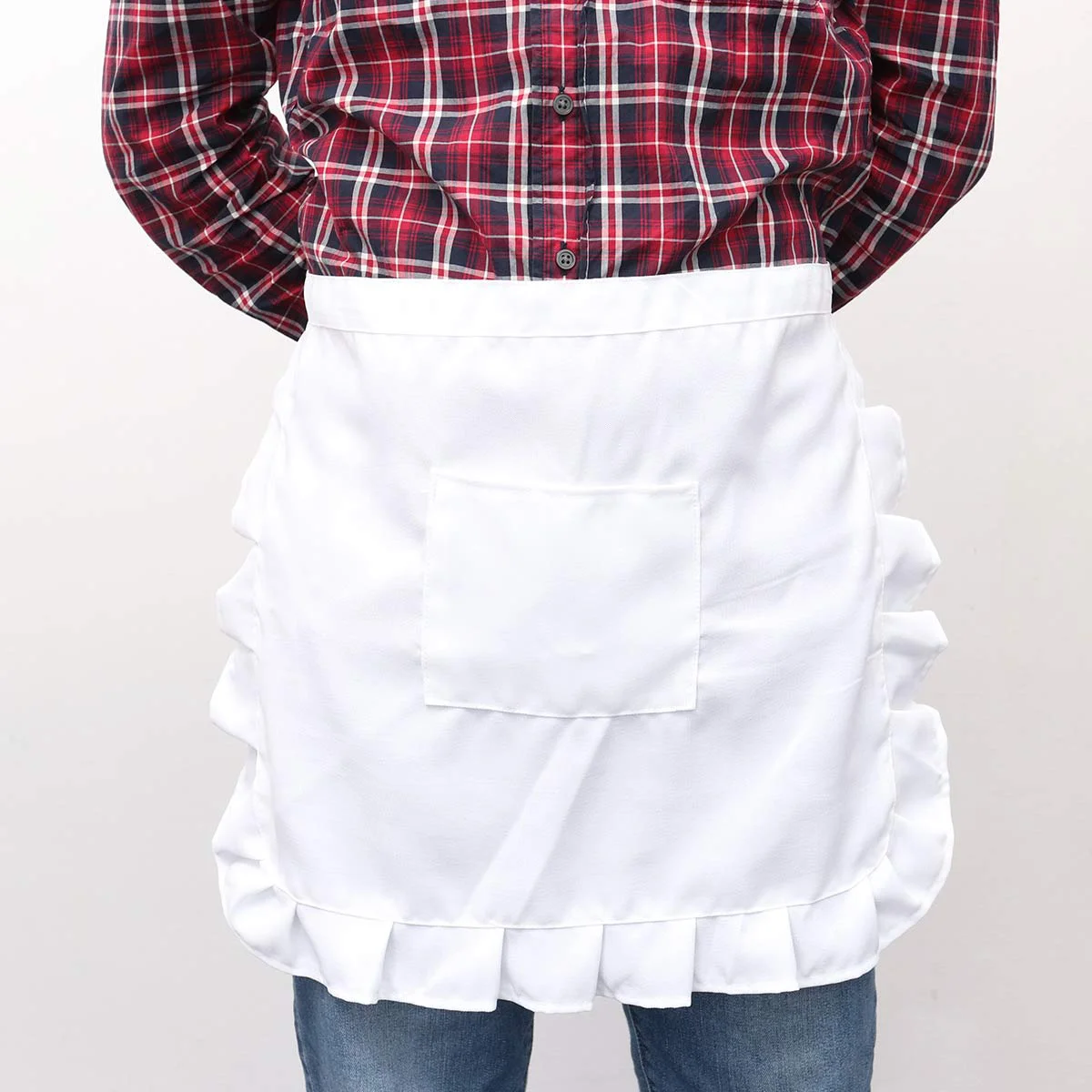 

Waist Apron Maid Costume with Pocket Floral Cook Apron Kitchen Party Favors for Waitress ( White ) Aprons women