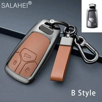 zinc alloyleather car key cases cover shell for audi a4 b9 a5 a6 8s 8w q5 q7 4m s4 s5 s7 tt tts tfsi rs keychain accessories
