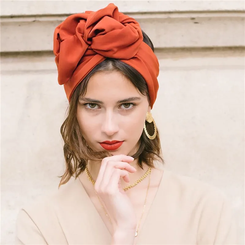 

French Vintage Turban Hat Fashion Female Bandana Headband Women's Hair Cover Cap Ladies Head Wraps Muslim Headscarf Bonnet