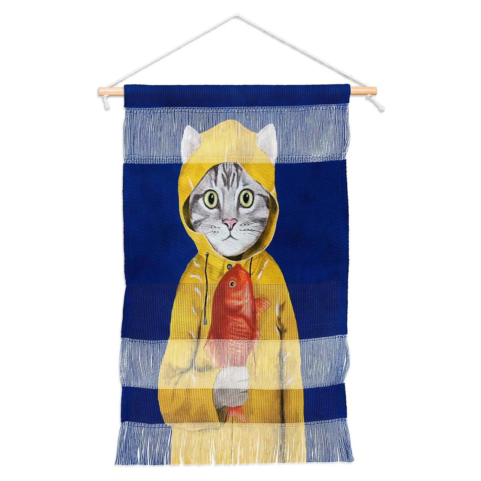

Free Shipping Cat With Fish Wall Hanging