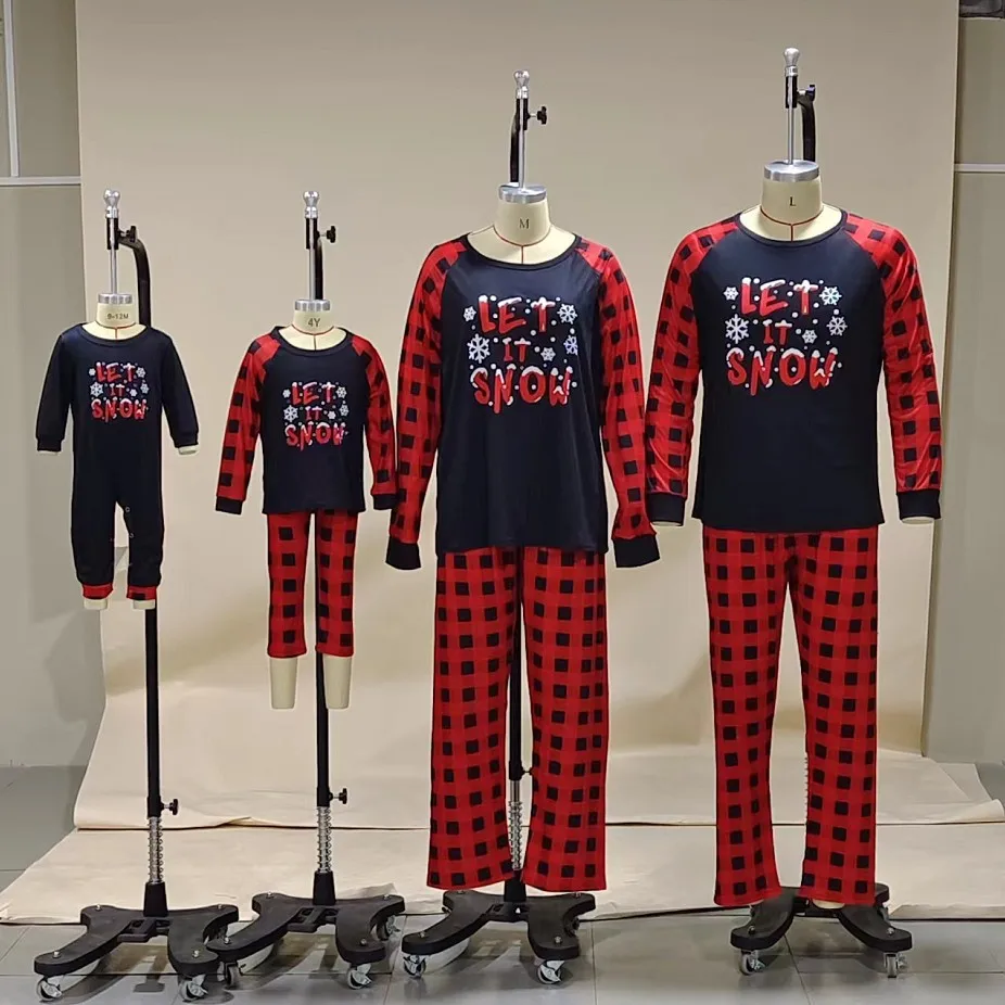 

2022 New Snowman Alphabet Print Christmas Parent-Child Wear Homewear Pajamas Set
