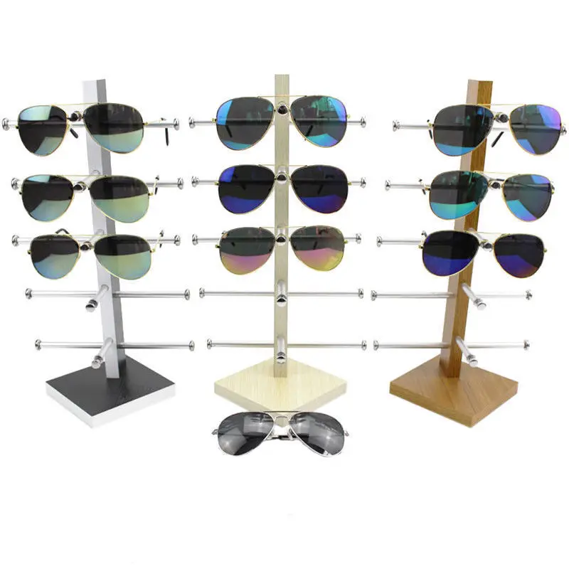 Wood Sunglasses Eyeglasses Rack Display Stand Metal Branches Glasses Case Show Holder 20cm (L) X 16cm (W) X 36cm (H)