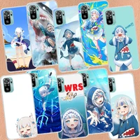 gawr gura hololive anime phone case for xiaomi poco x4 nfc pro 5g x3 gt m4 m3 m2 mi f3 f2 f1 a1 a2 lite a3 note 10 cc9e capa coq