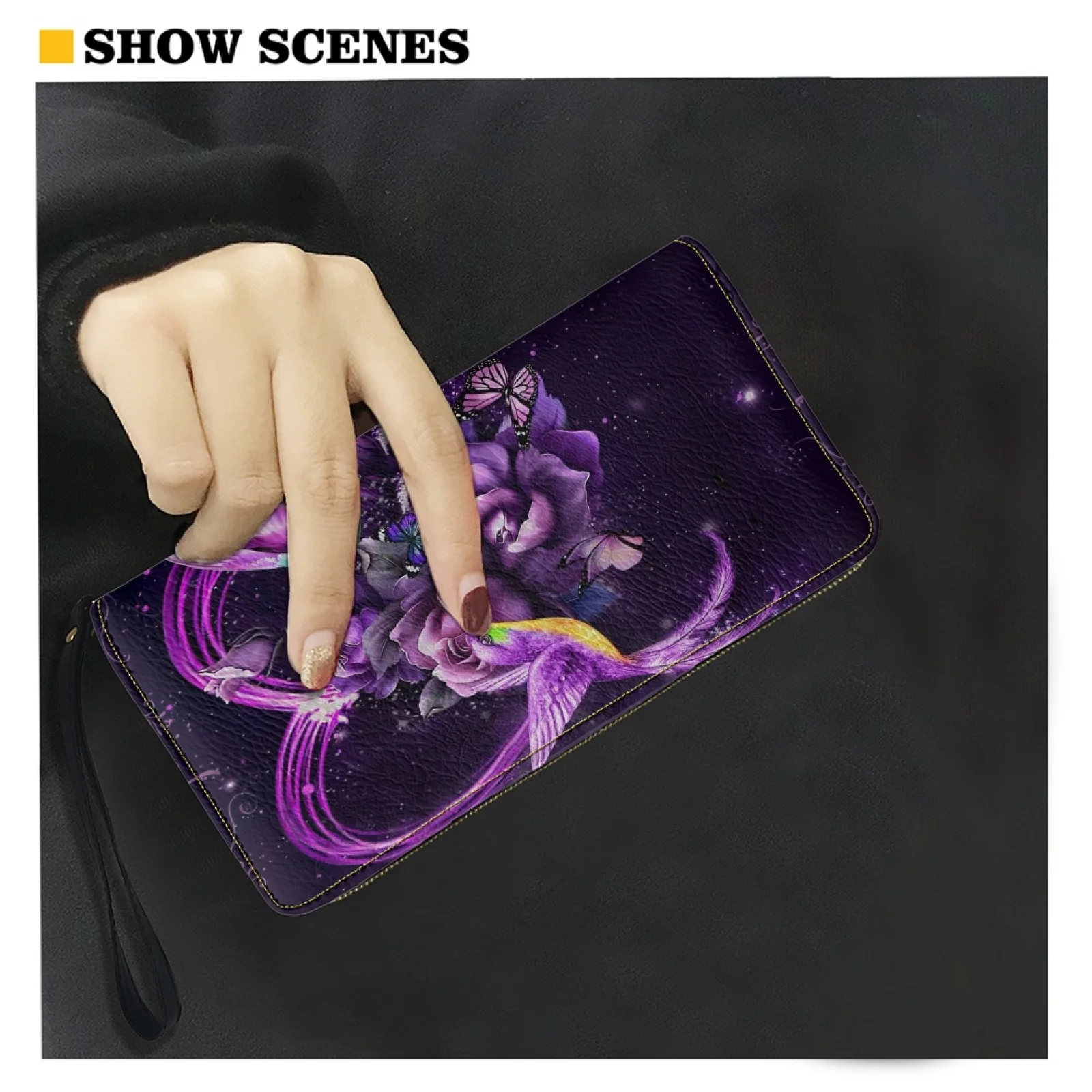 Belidome Hummingbird Floral Wallet for Women RFID Blocking PU Leather Zipper Around Wallets Clutch Wristlets Travel Long Purse