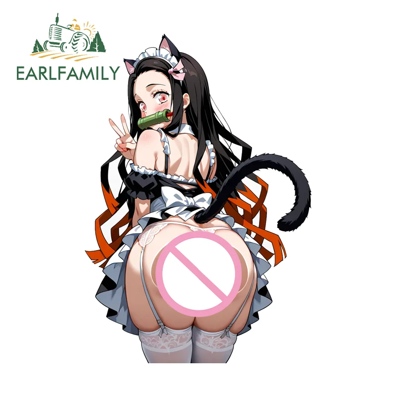 

EARLFAMILY милая горничная Камадо Незуко автомобильная наклейка Hentai Butt Cat Loli виниловая наклейка автомобильные аксессуары аниме компьютерный декор