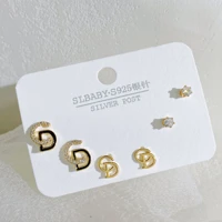 6 pcs fashion korea simple crystal stud earrings set for women butterfly pearl flowers earrings party jewelry gift